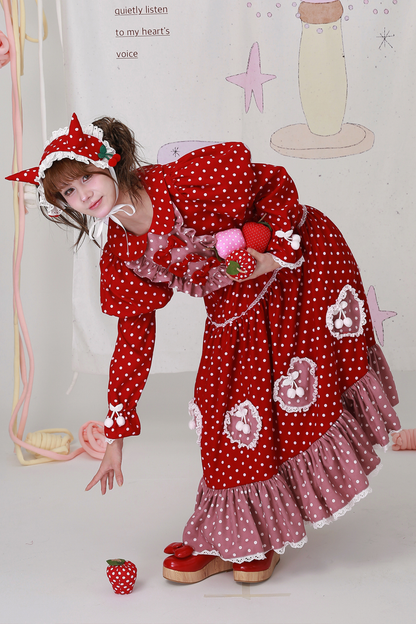 レトロガーリードットリボンドレス