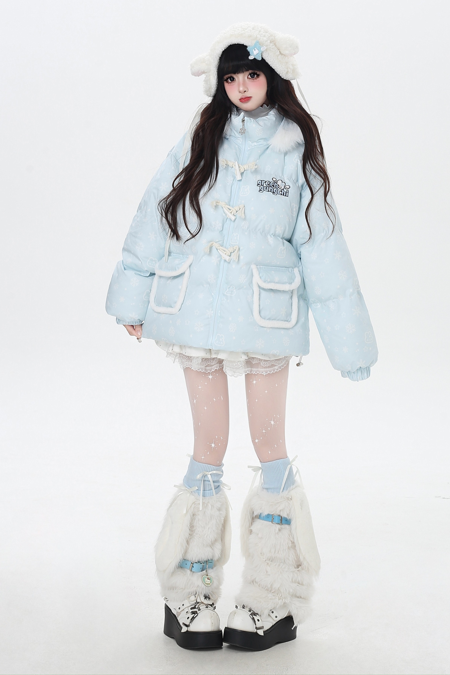 スノーフレークラビットフードジャケット