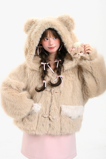 ベアフードファーコート