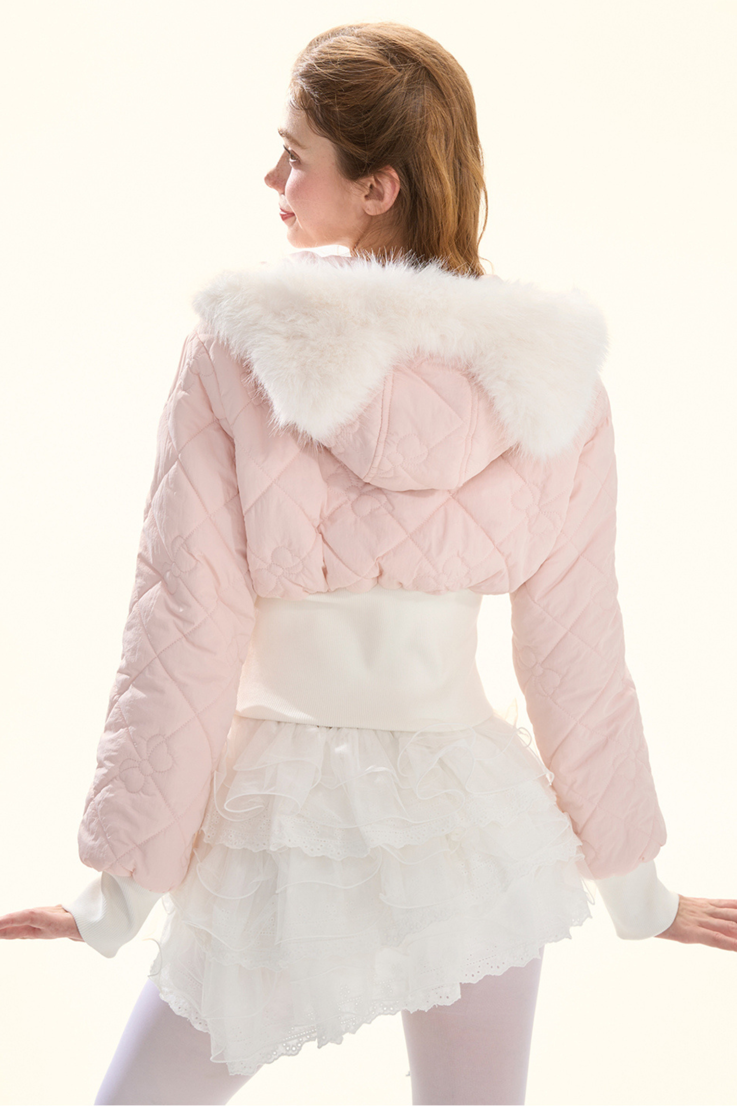 フェアリーファーキャットフードキルティングジャケット