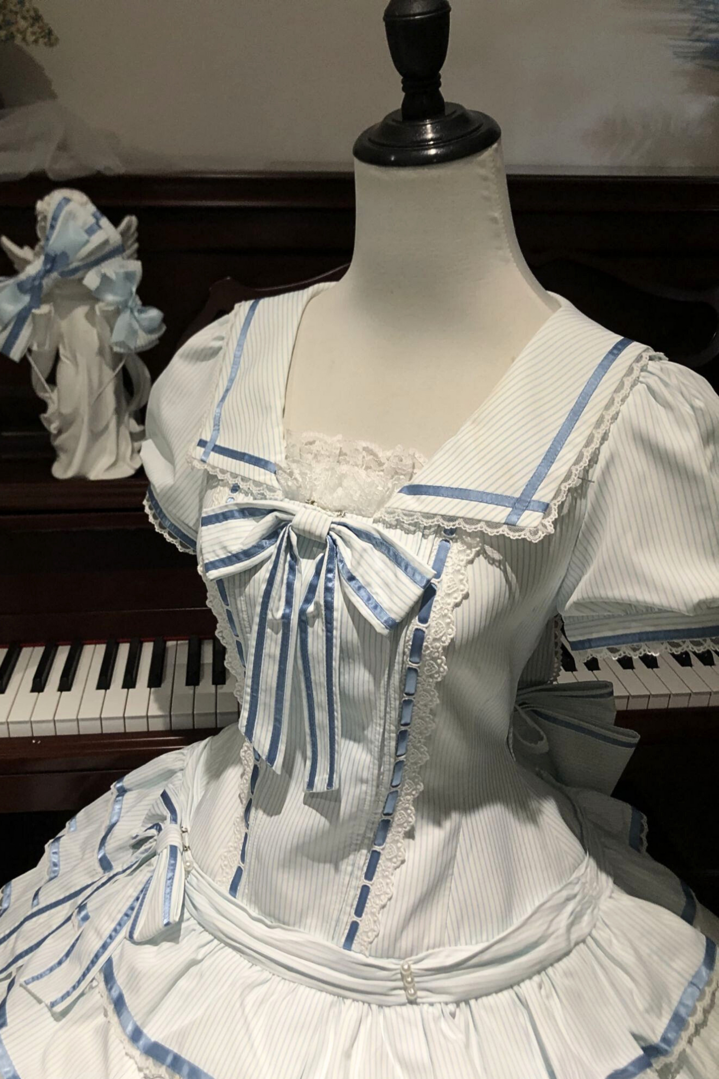 【予約商品】シーソルトラビットアクアセーラードレスセットアップ＋ヘアバンド＋リボンカチューシャ