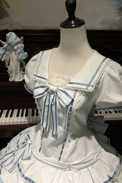 【予約商品】シーソルトラビットアクアセーラードレスセットアップ＋ヘアバンド＋リボンカチューシャ