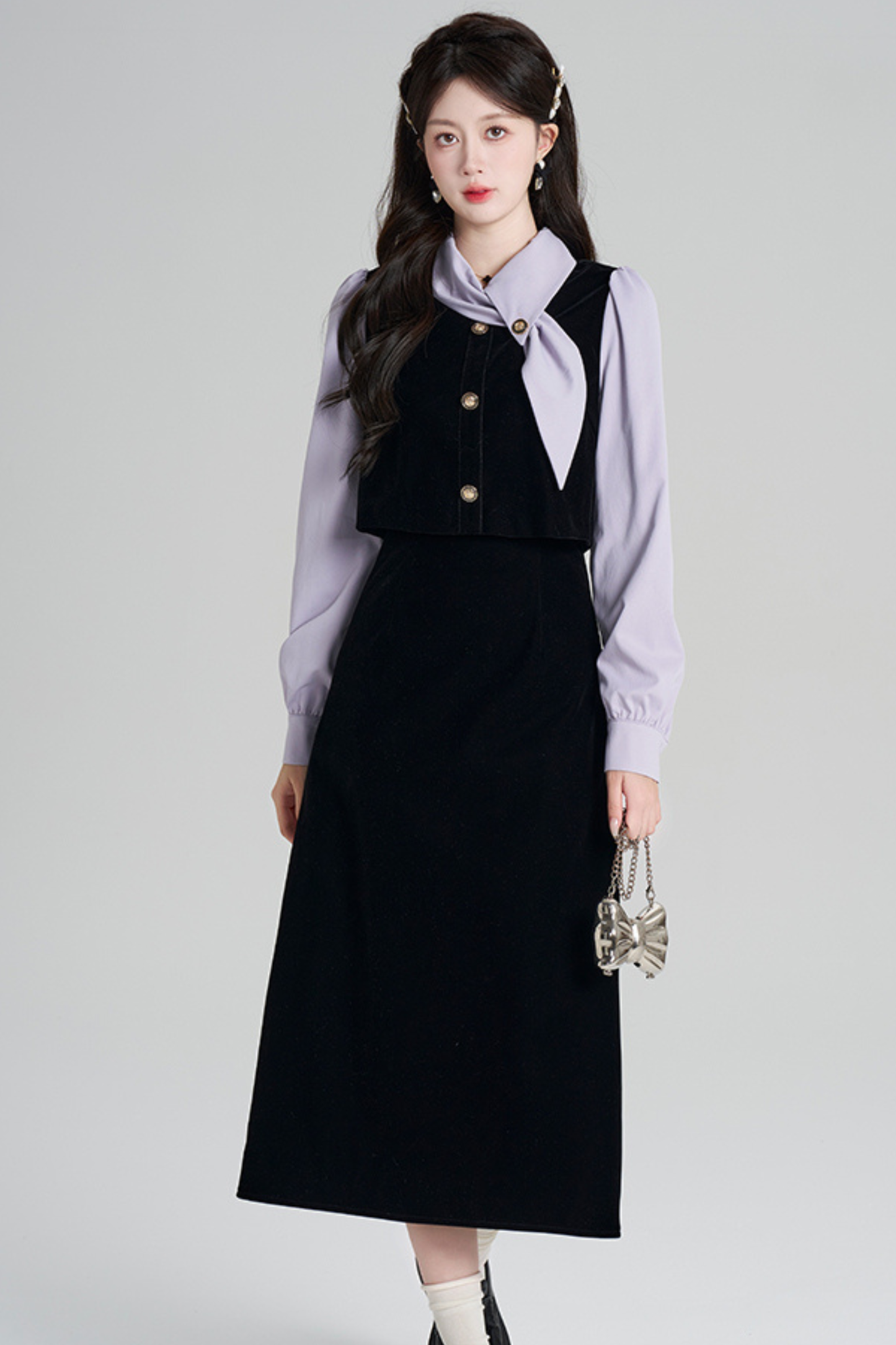 フレンチコントラストレトロドレス