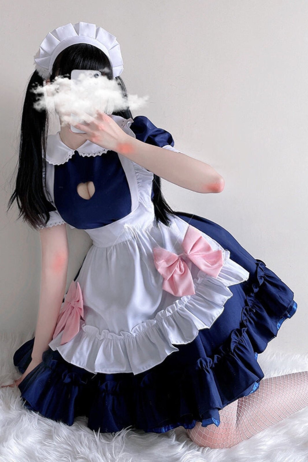 Pink Blue Lolita Maid Cosplay Dress Set