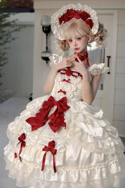 스위트 퓨어 로리타 드레스 + 꼬리 + 리본