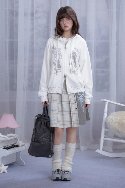 サブカルチャーアシメチェックロゴスカート
