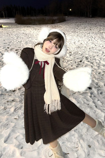 Retro College Jacket + Shirt + Skirt + Badge + Tie