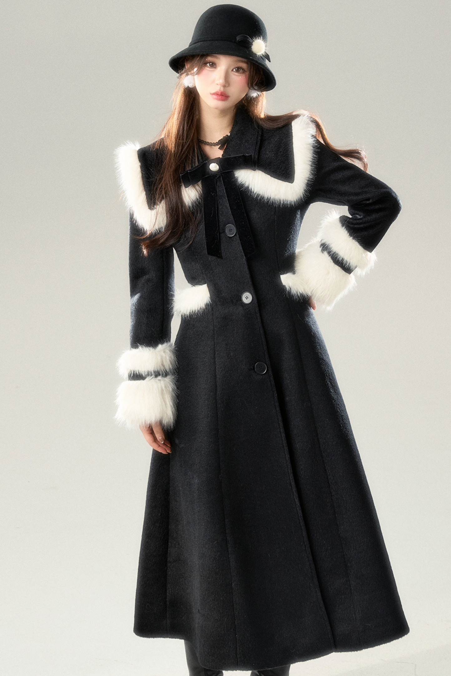 Big Fur Collar Long Coat