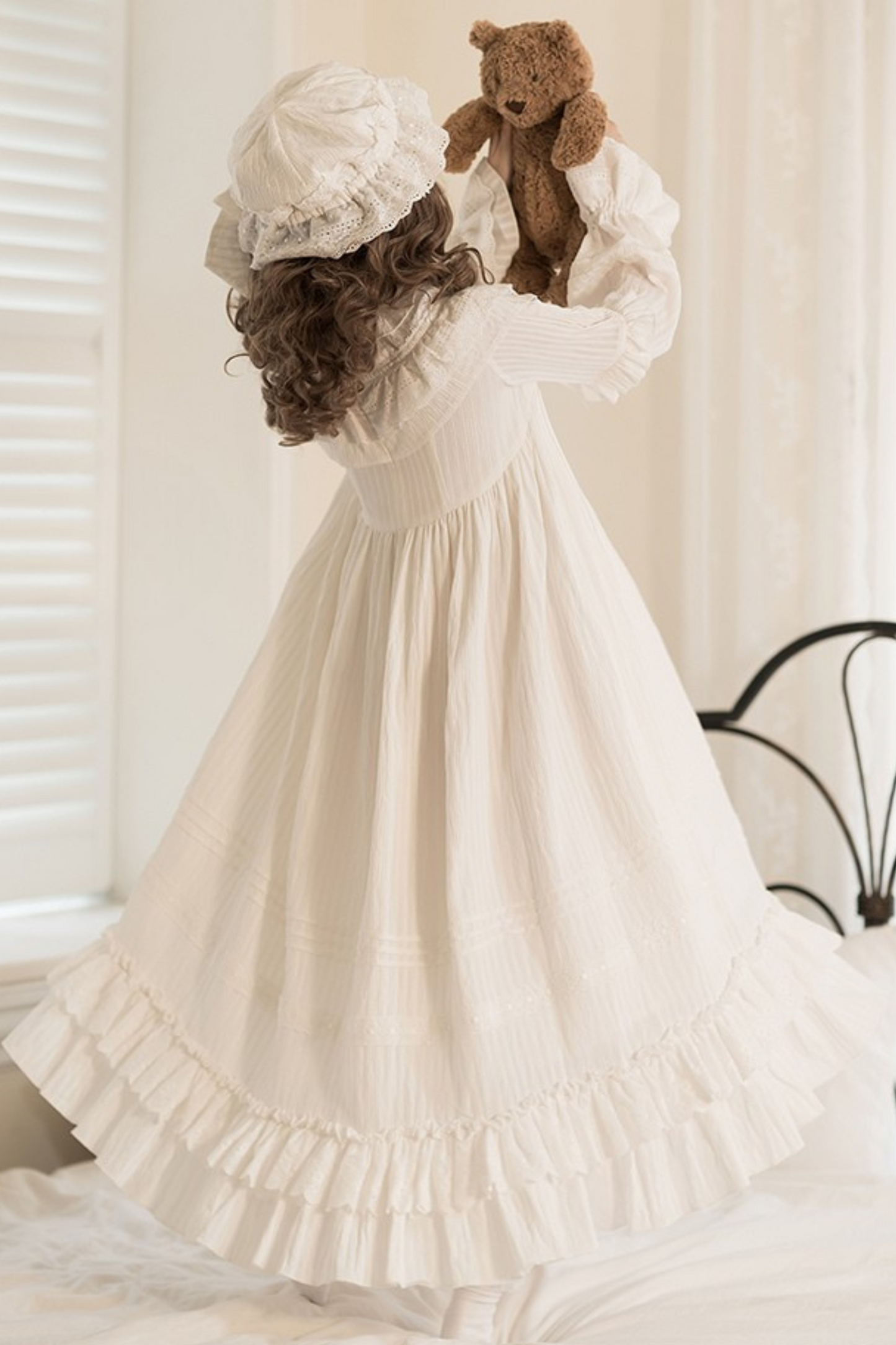 クラシカルピュアホワイトドールドレス+ベビーハット