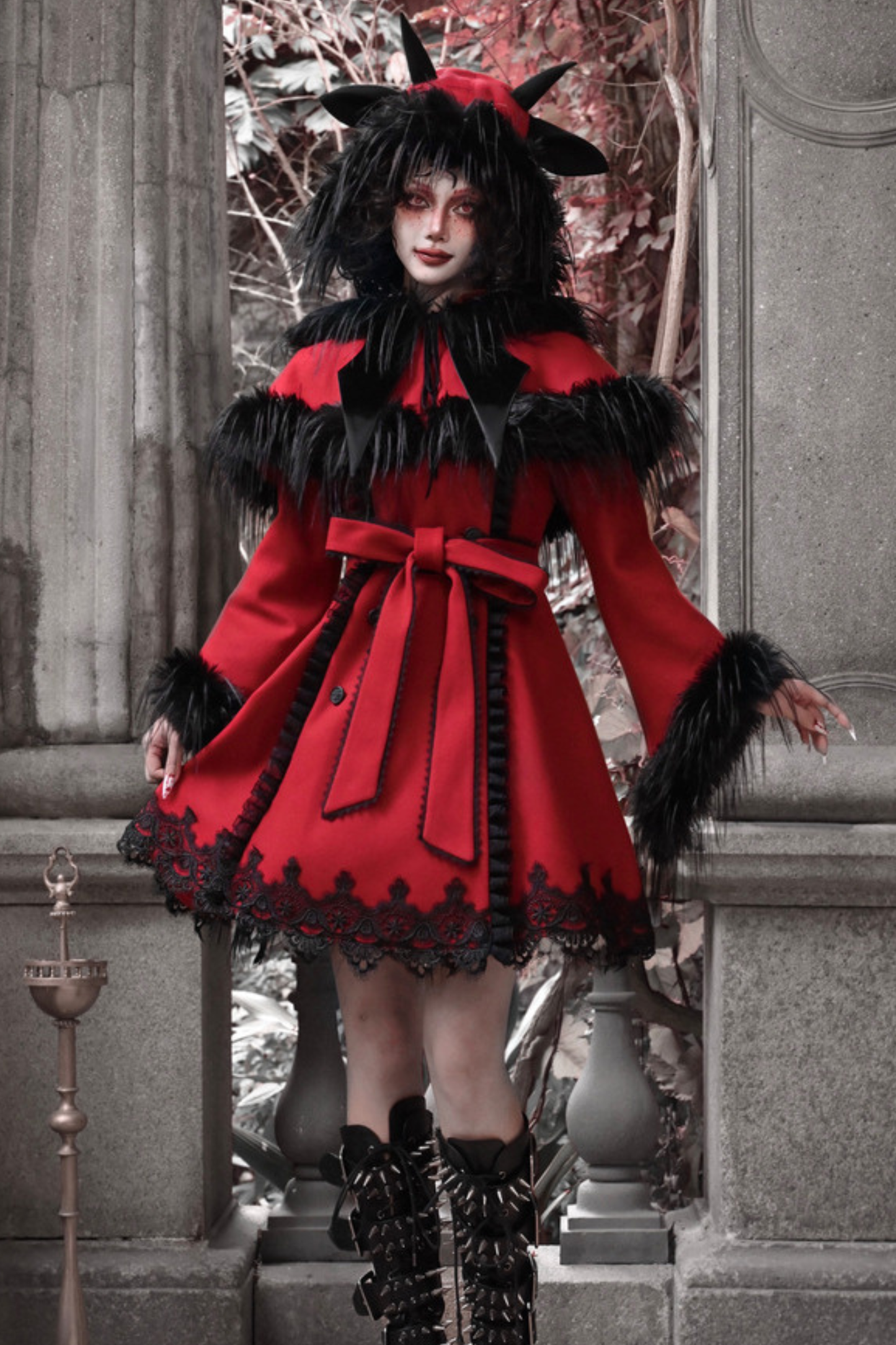 Carol Gothic Dark Wind Sheep Fur Hat