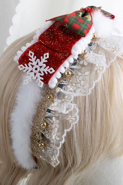 クリスマスレーススイートヘッドバンド+ハットクリップ+リボンクリップ