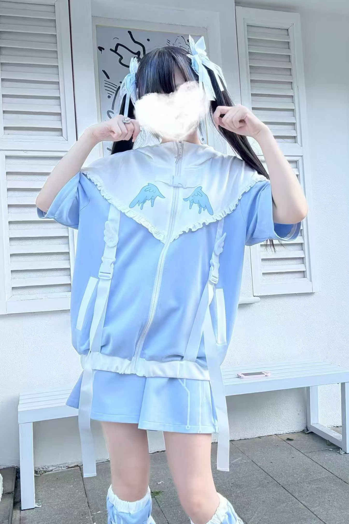 アクア天使サブカルチャーフードジャケット+パンツ+レッグカバー