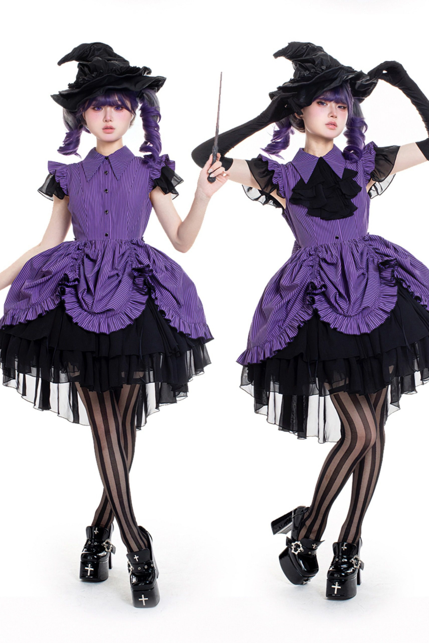 Striped Lolita Dress + Skirt + Collar