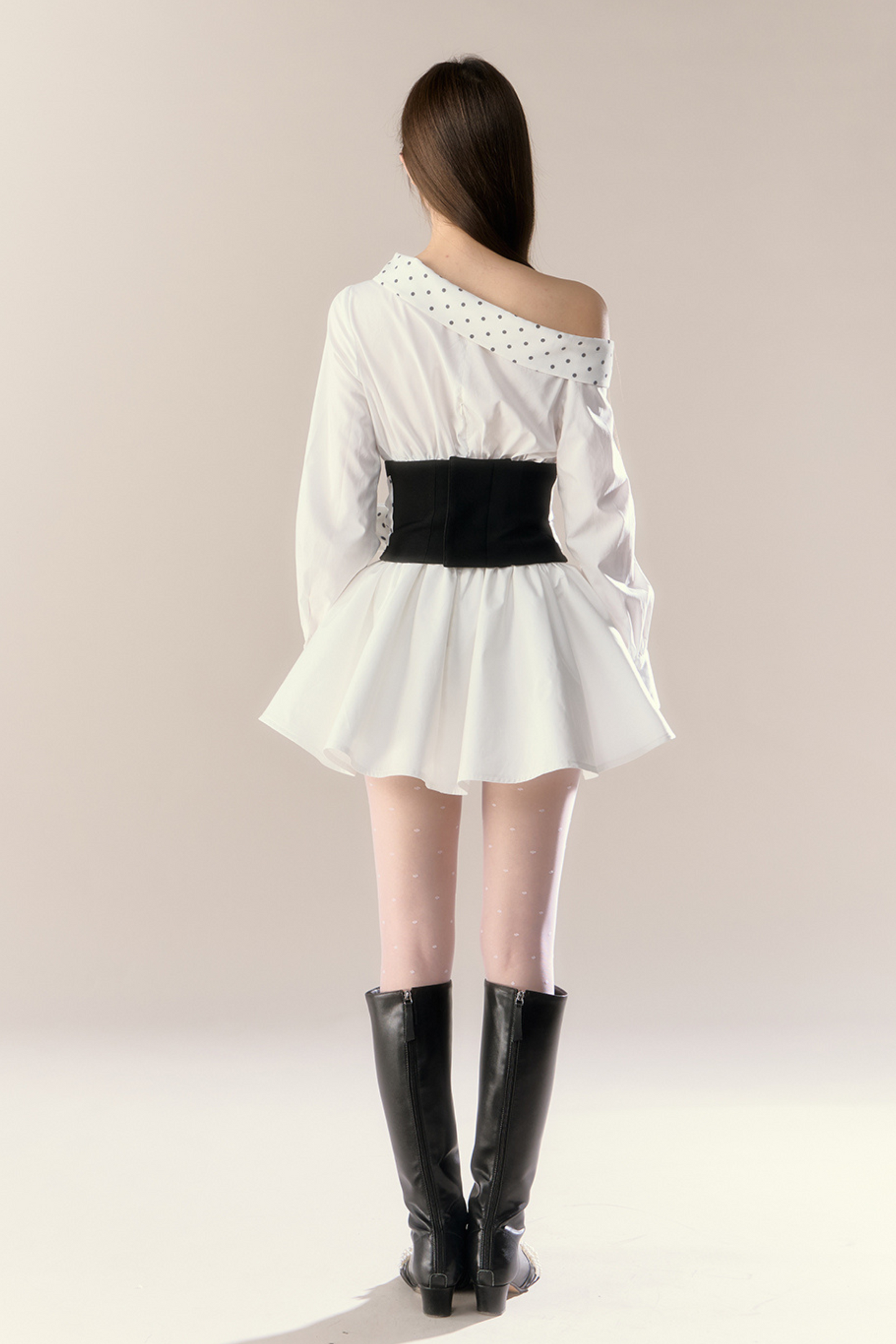 ハートビートシグナルオフショルダーシャツワンピース