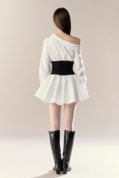 ハートビートシグナルオフショルダーシャツワンピース