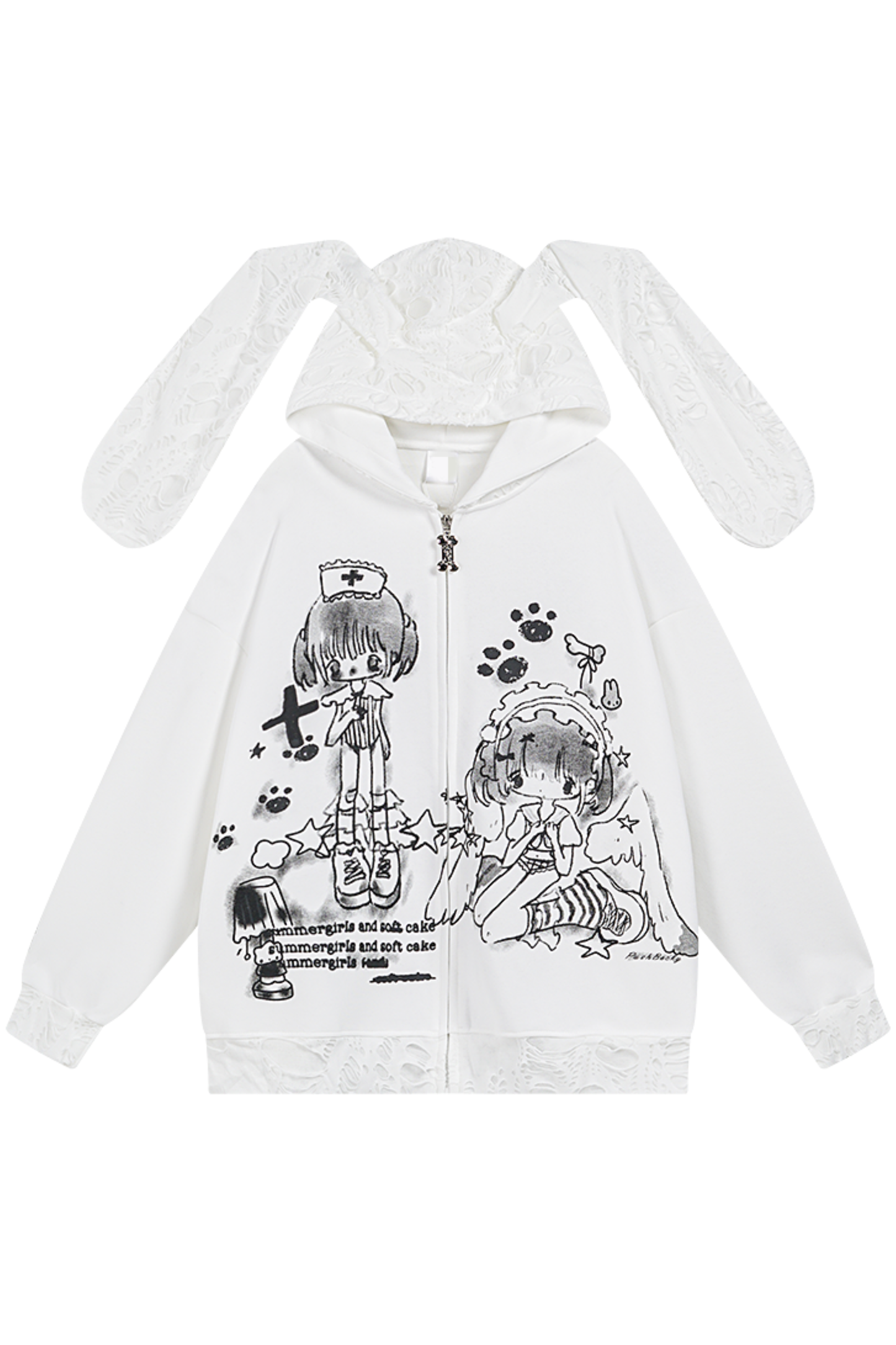 レースフードメディカルガールイラストパーカー