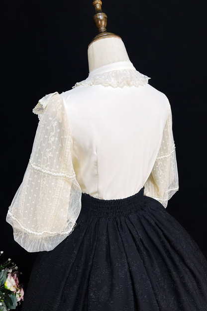 Retro Chic Lolita Shirt + Lace-up High Waist Lolita Skirt