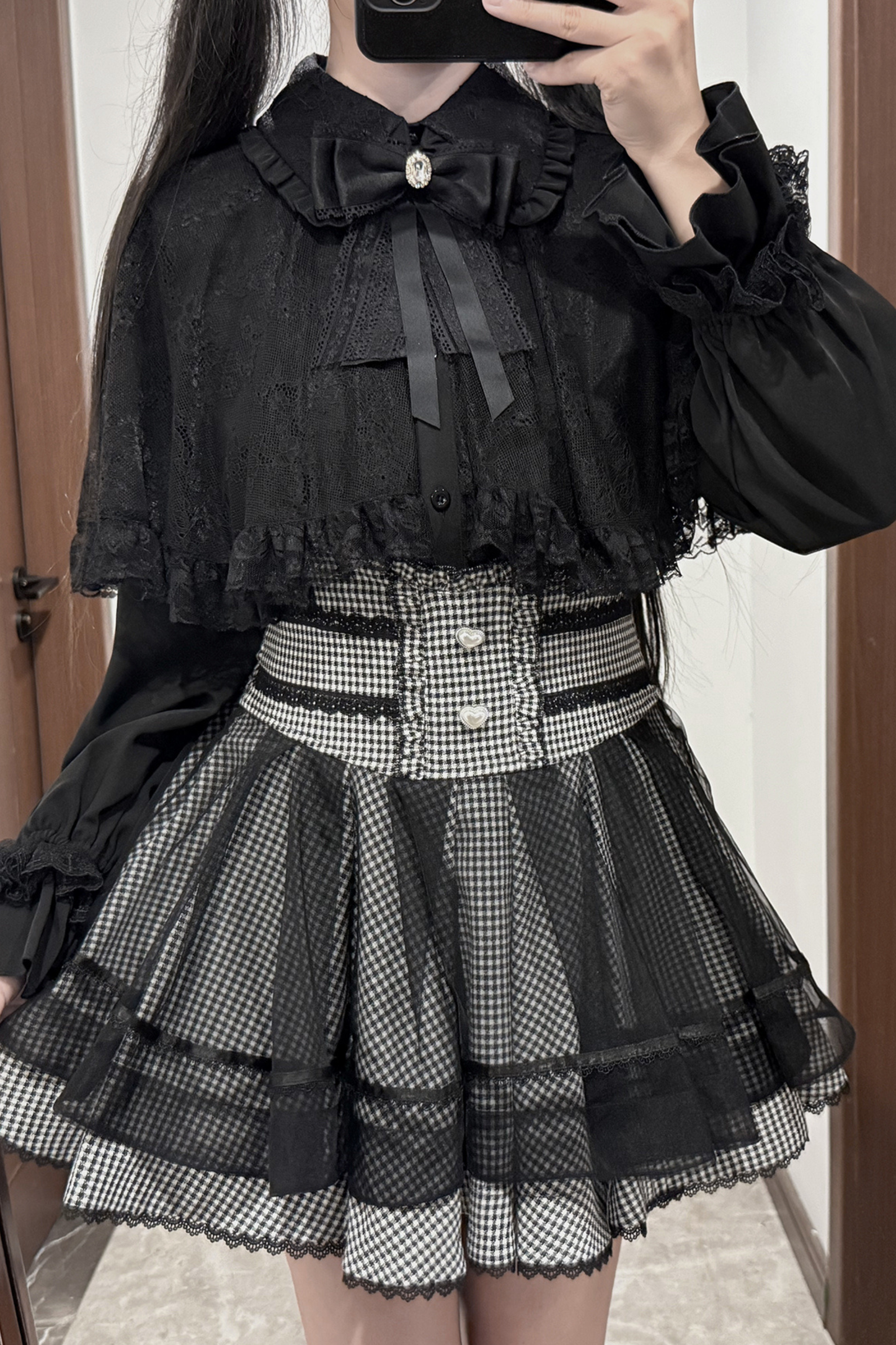 レースケープツーピーススカート+レースシャツ