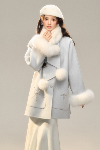 Milk Blue Fur French Coat