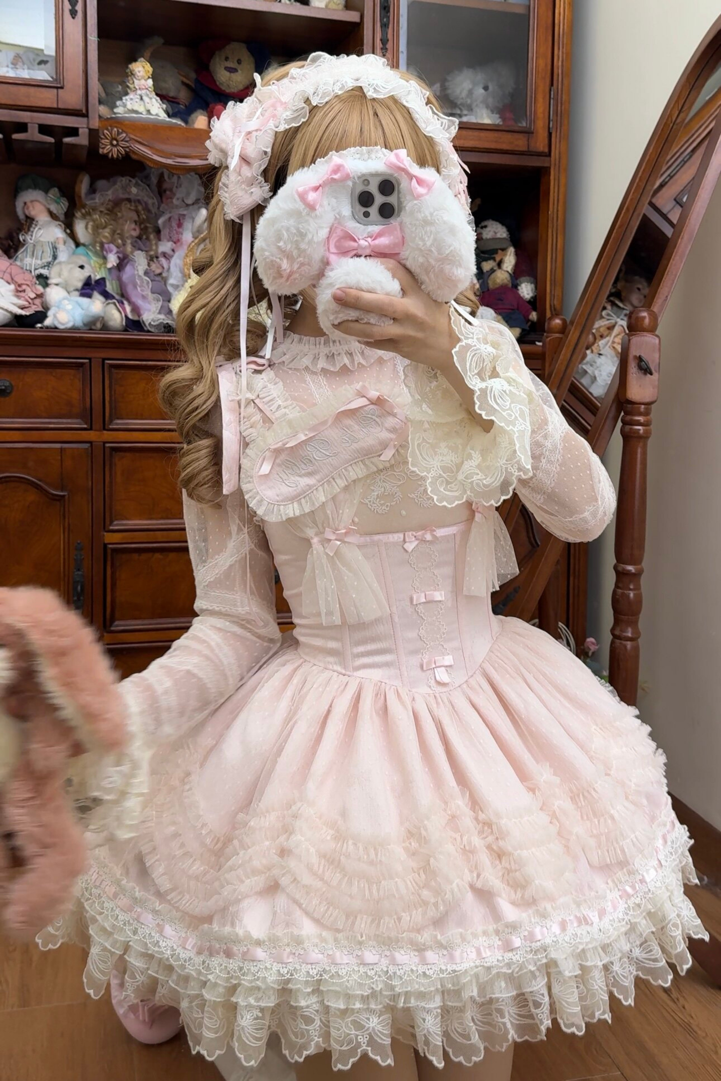 甜美珍妮蘿莉塔吊帶裙+項鍊+帽子+髮帶