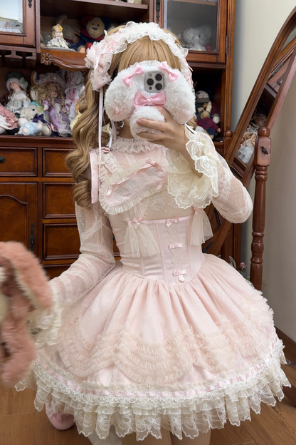 甜美珍妮蘿莉塔吊帶裙+項鍊+帽子+髮帶