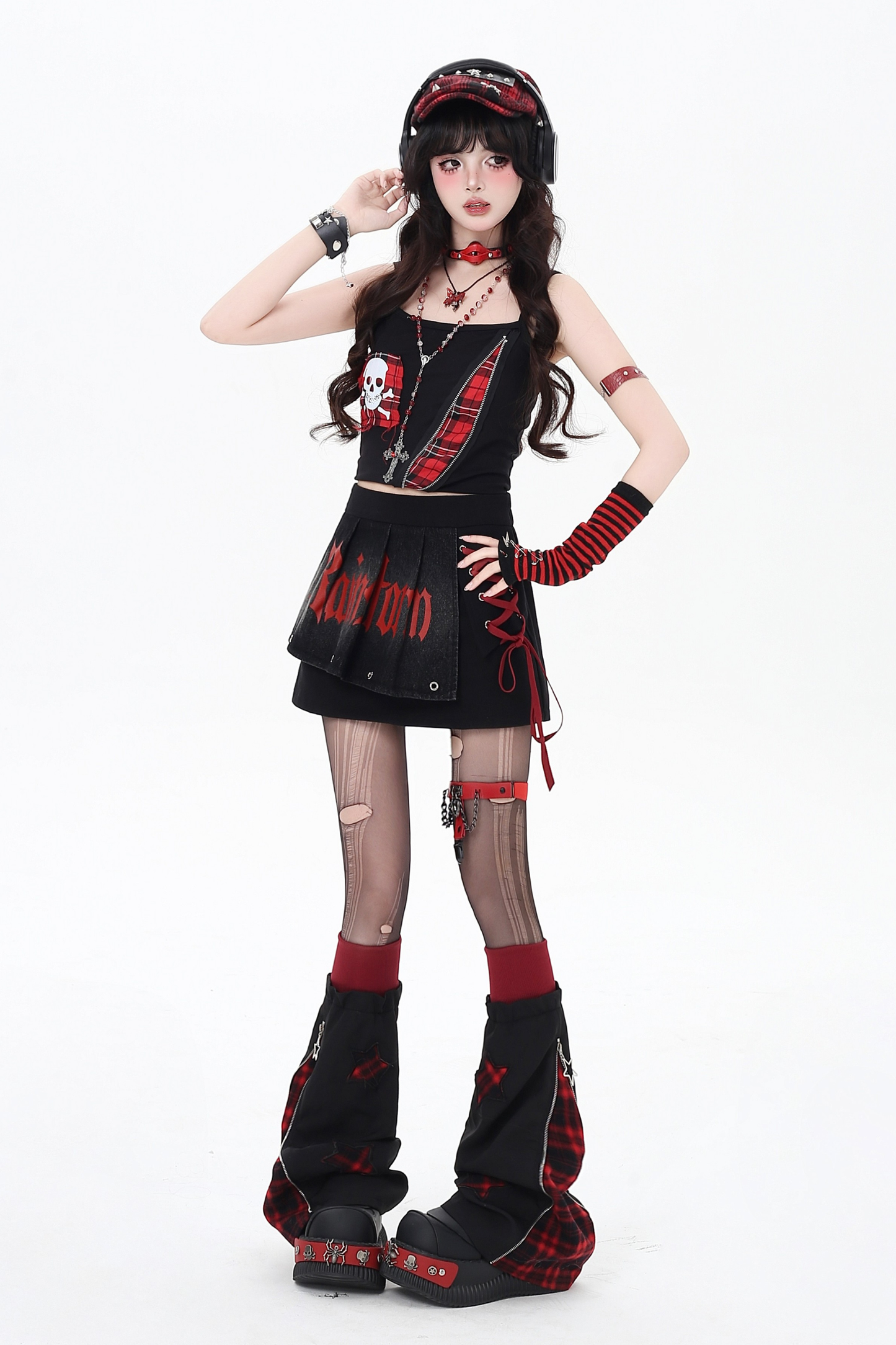 サブカルチャーショートデニムスカート