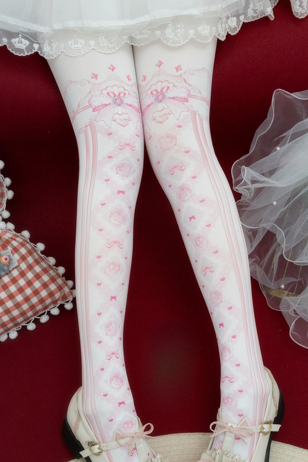 Sweet lace ribbon Lolita tights