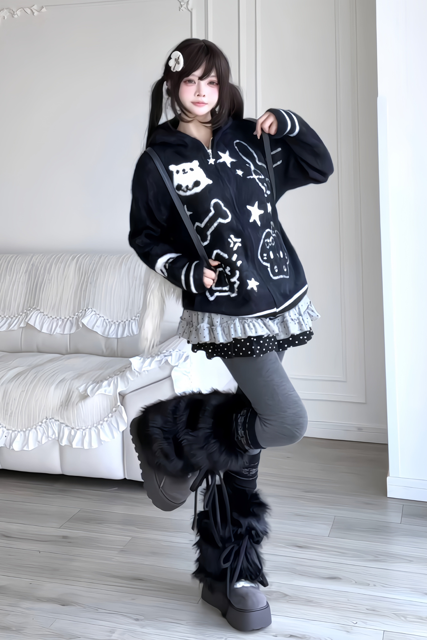 Animal Graffiti Hooded Zip-Up Hoodie