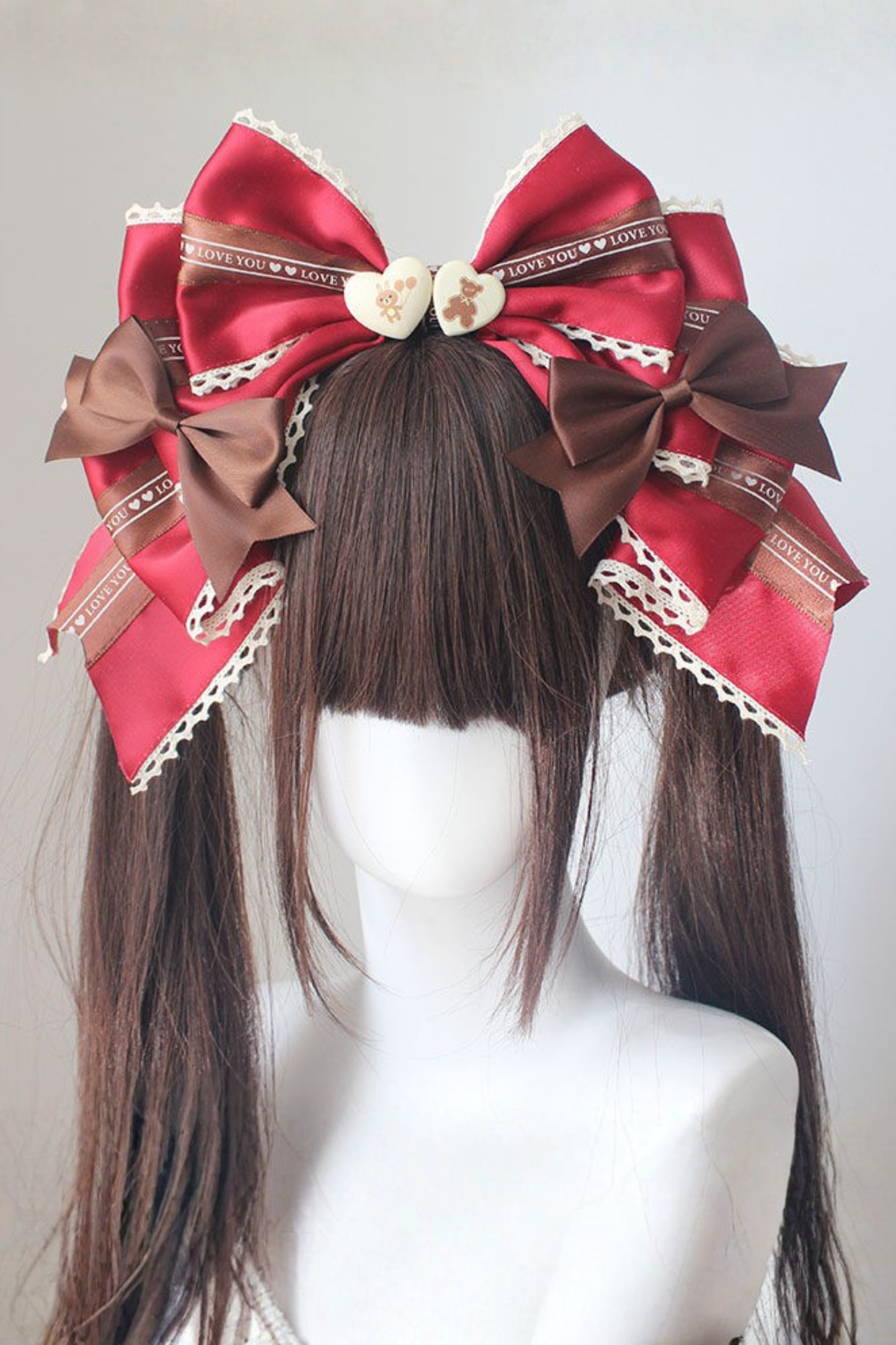 チョコレートバイカラービッグリボンカチューシャ