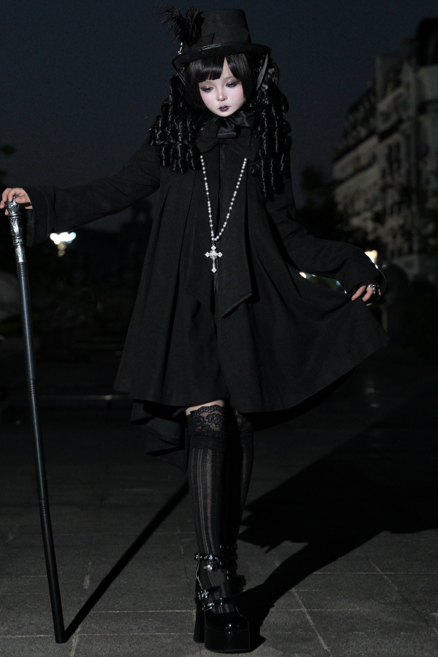 Eternal Night Sequin Cloak Coat