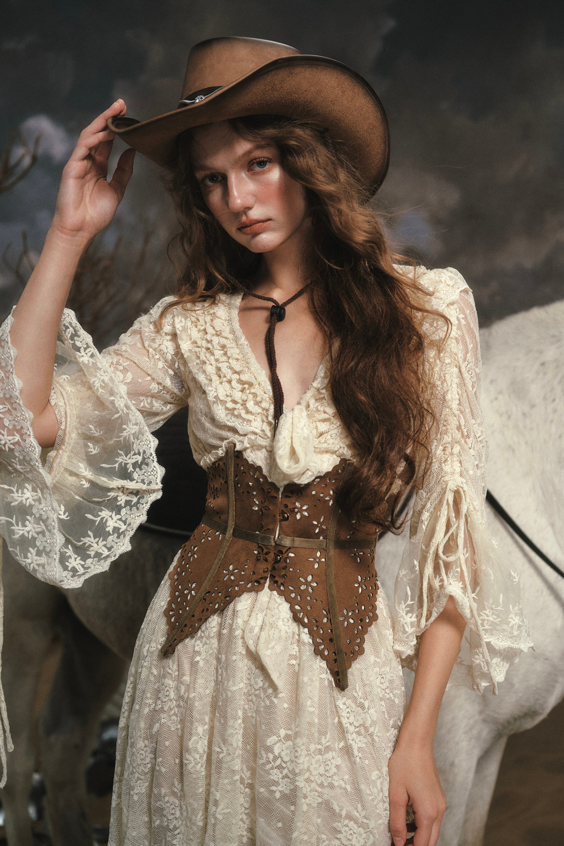 Western Lace Long Dress + Corset – Belchic