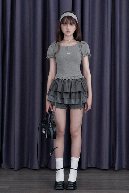 ピュアバブルリボンスリーブトップス