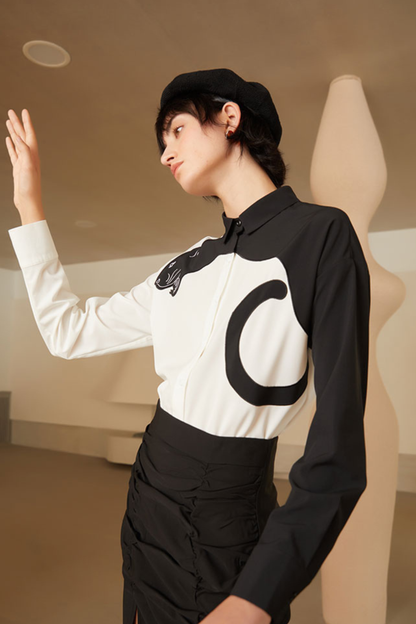 ヒョウ柄スリムフィットシャツ