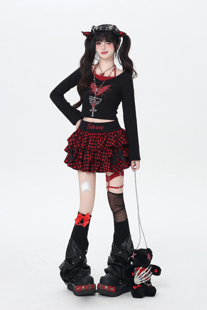 ロゴチェッカースカート