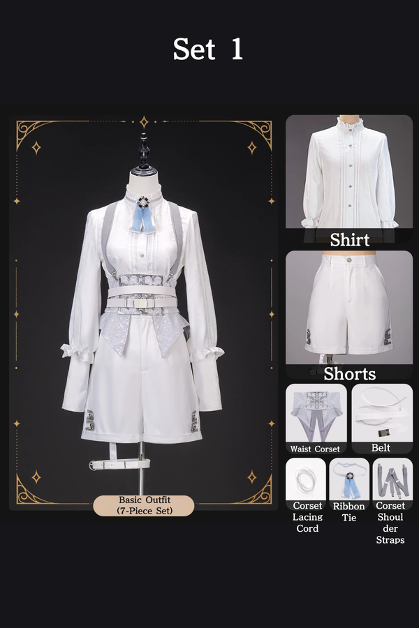 【12月7日予約締切】Light Blue & White Royal Prince-Style Military Lolita Set 1/2 + Full Set Ouji Fashion