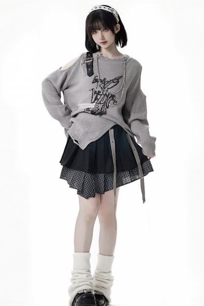 アシメルーズトップス+スカート+パンツ