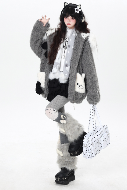 Cat Ear Fleece Hooded Outerwear