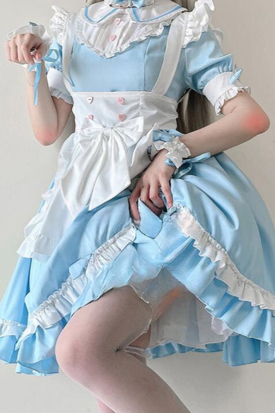 Soft Girl Bow Lace Maid Dress Set