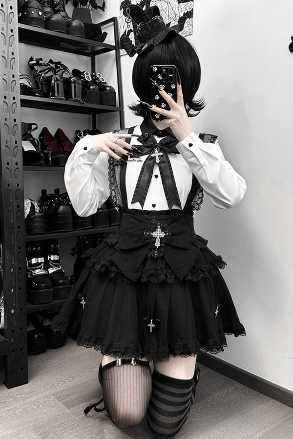 Dark Drape Shirt + Tulle Skirt