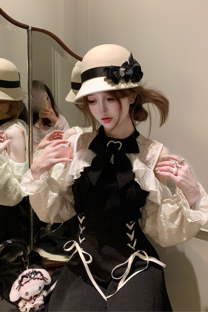 Lace-up off-the-shoulder dress