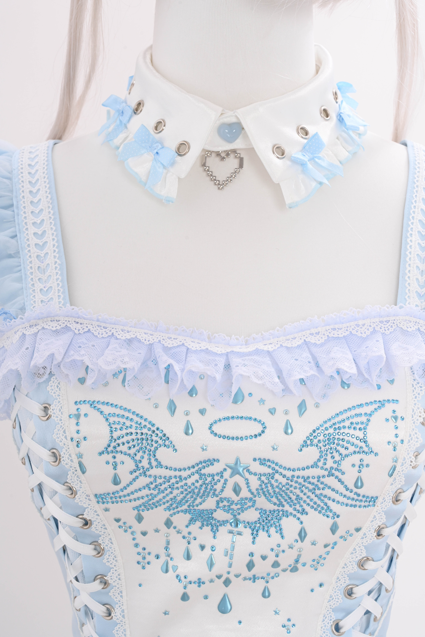 水色天使系列上衣+裙子+衬衫领+袖子+帽子+夹子