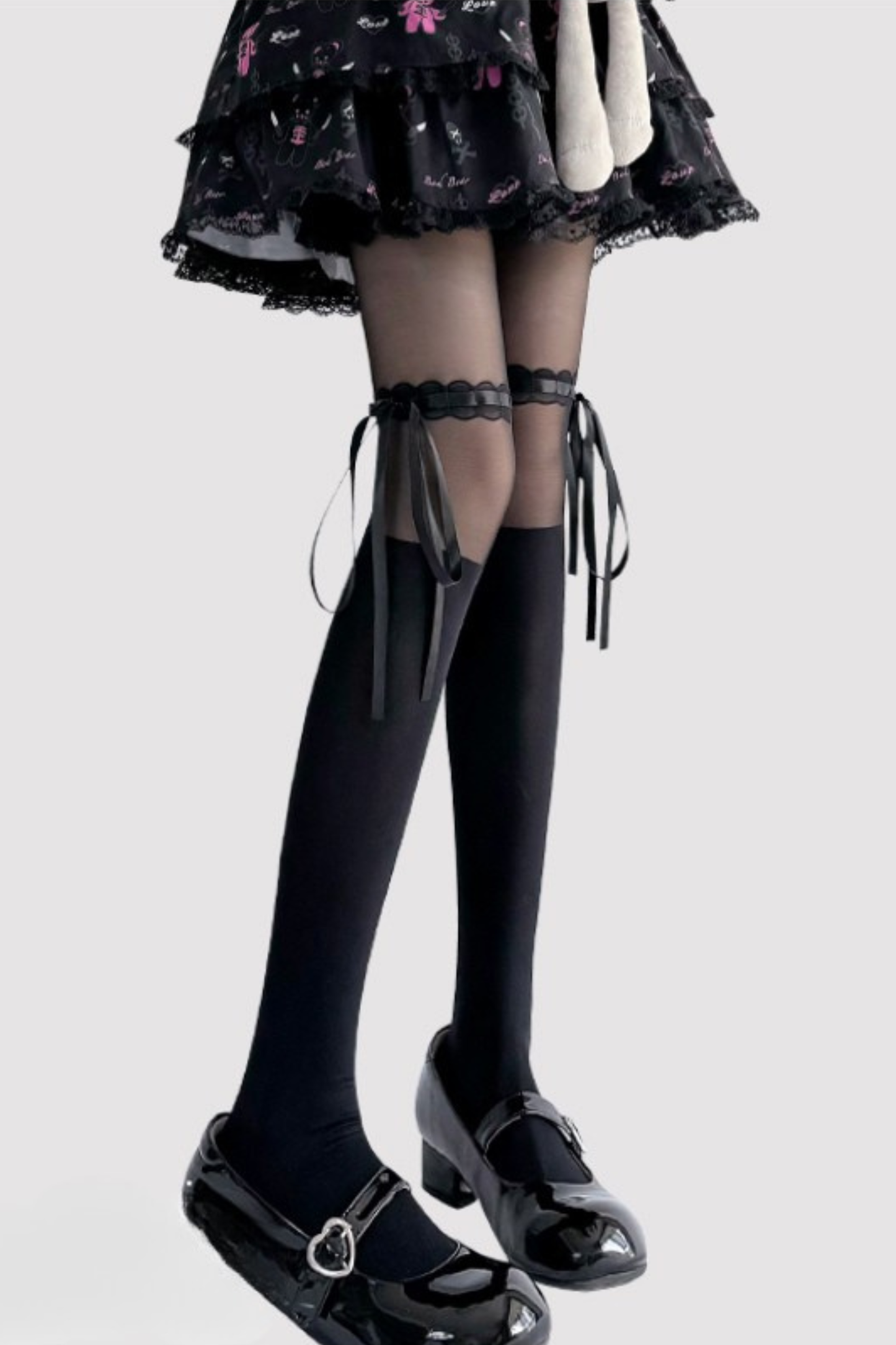 ストラップレースバレエリボンタイツ