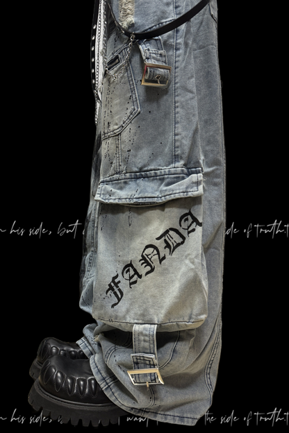 グラフィティデニムカーゴパンツ+ベルト