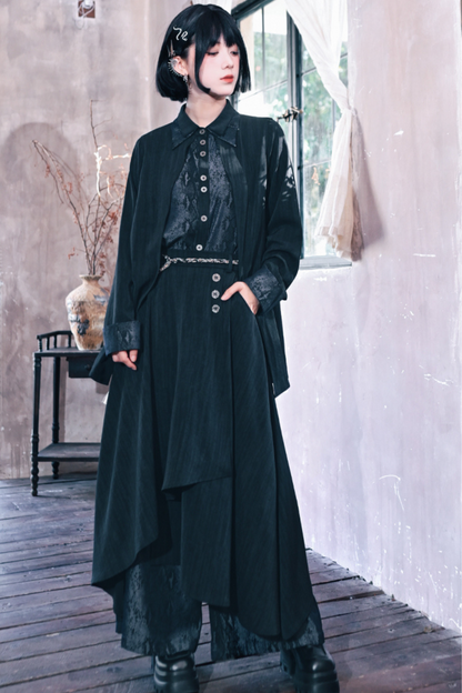 スネークワイドダークチャイナパンツ