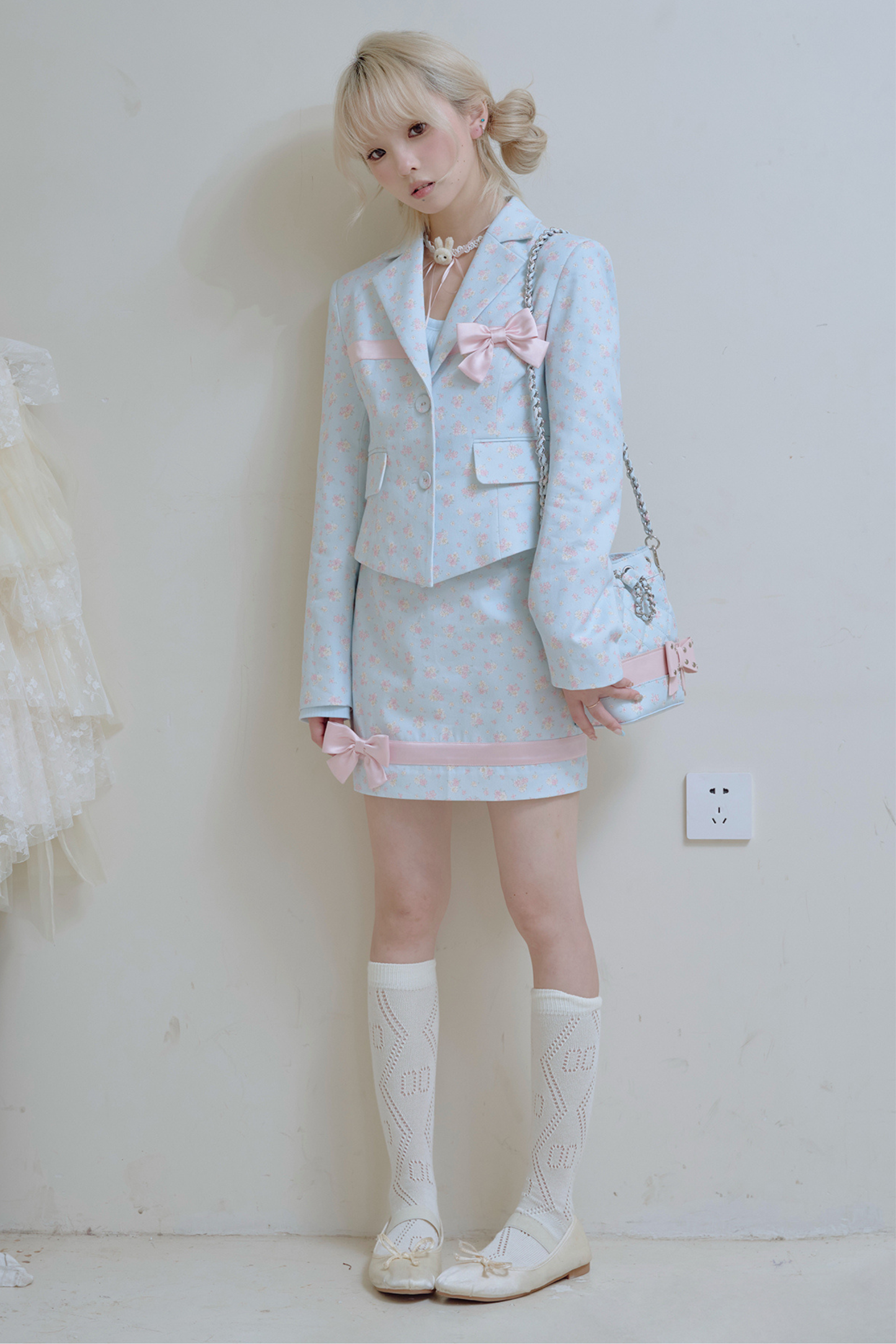 フローラルスイートリボンジャケット＋タイトスカート