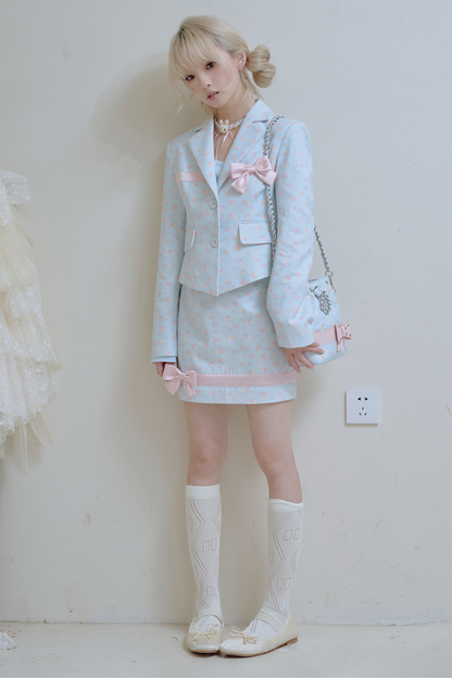 フローラルスイートリボンジャケット＋タイトスカート