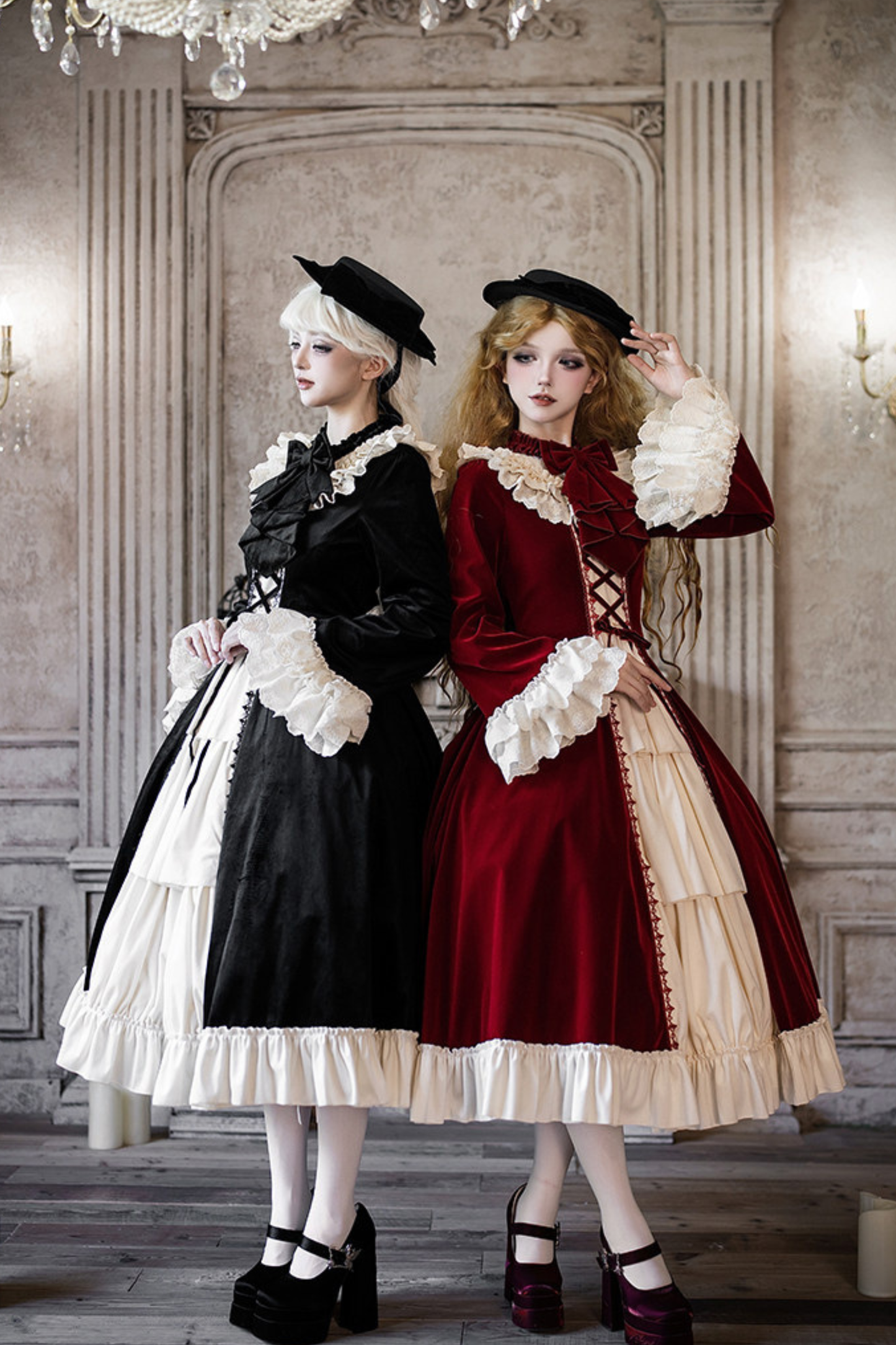 クラシカルエレガントドレス+カラー+リボン+ハット