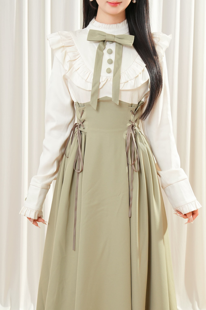 엘레강스 배색 프렌치 레트로 원피스