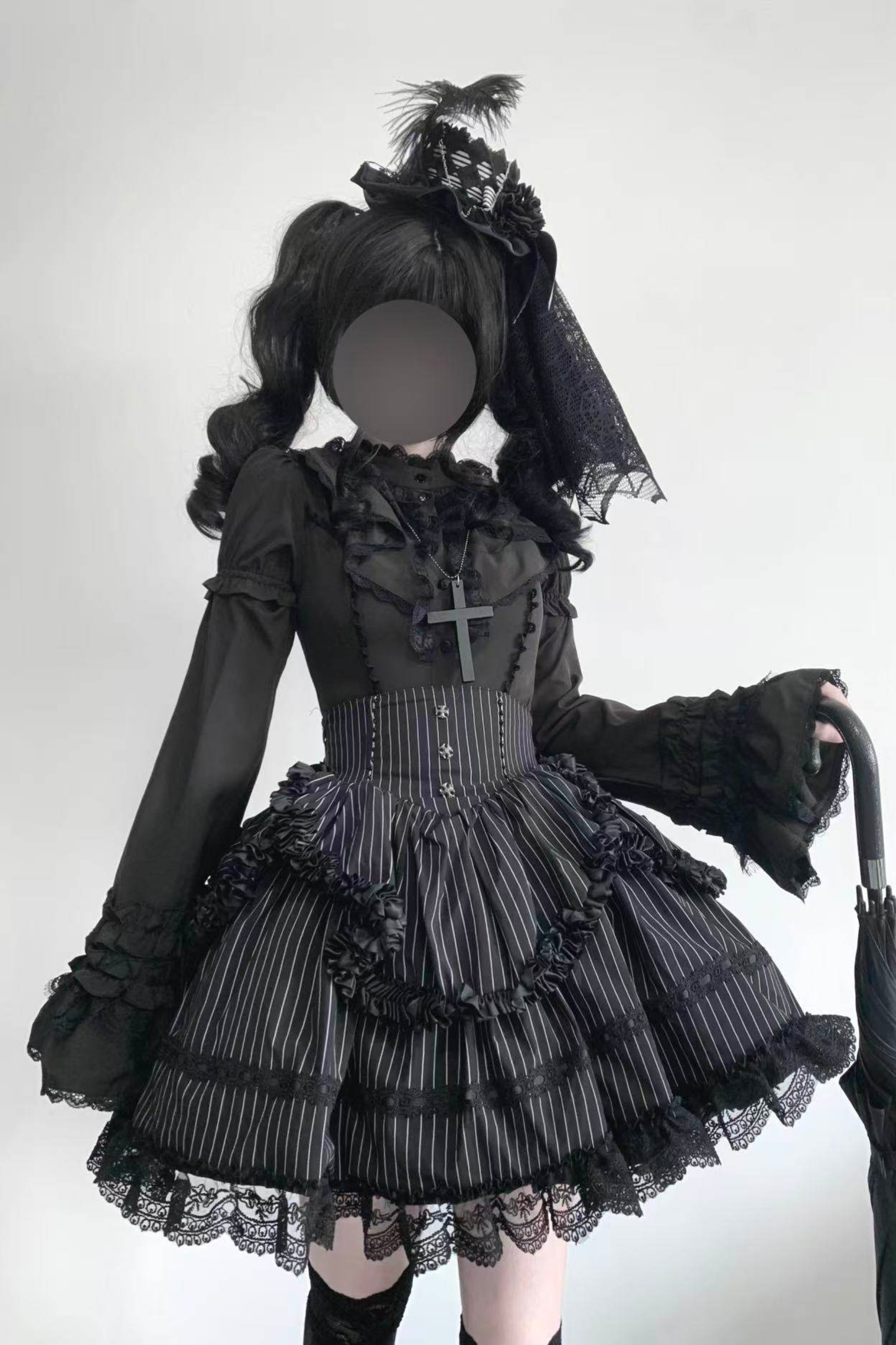 フリルゴシックロリータブラウス+フラワーカラー