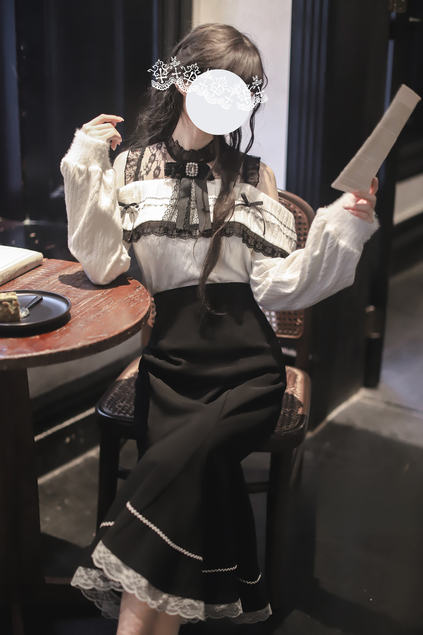 リボンニットオフショル＋マーメイドスカート＋ショートスカート＋リボン